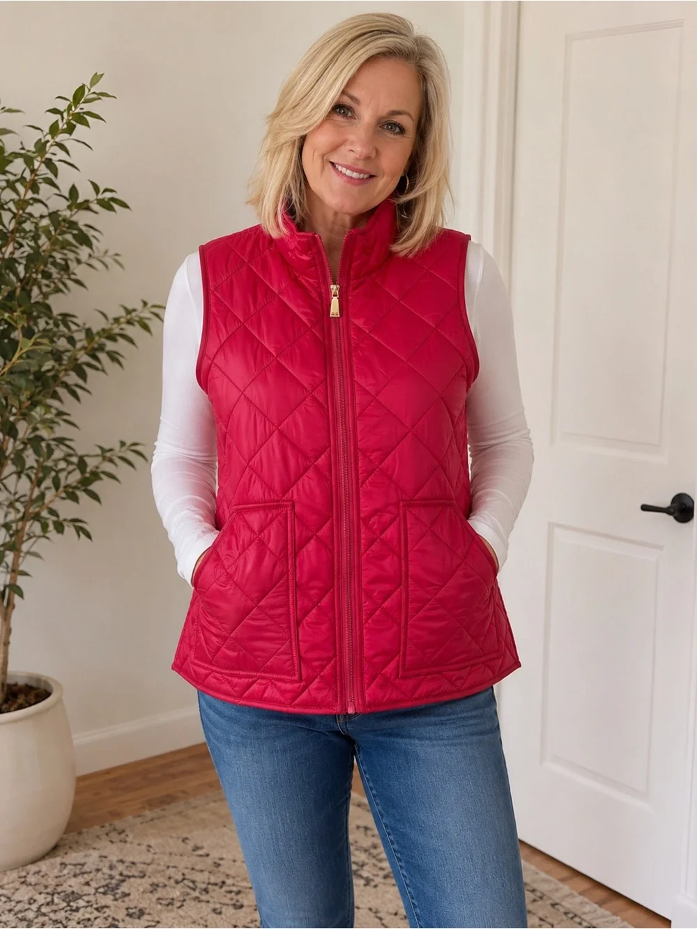 kate spade Quilted Hot Pink Sleeveless Vest XL
